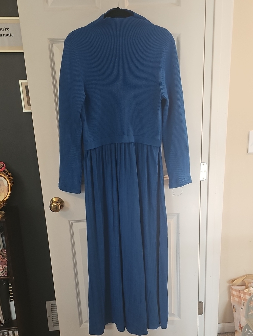 Anthropologie Indigo Blue Long-Sleeve Maxi Dress